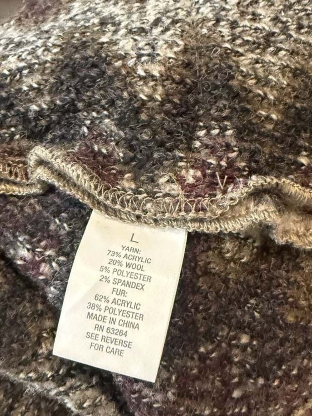 VTG Y2k Roz & Ali Faux Fur Trim Zigzag Knit Cardigan Sweater Jacket with Ruffles - Picture 11 of 13